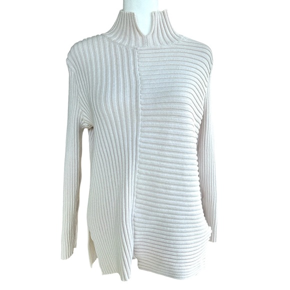 CAbi 3363 D-Ring Pullover Ribbed Sweater Cream M - Picture 4 of 8